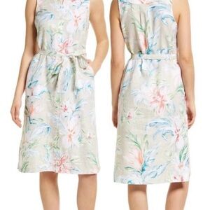 Tommy Bahama Maya Meadows Floral Linen Dress Wrap Tie Button Down Small